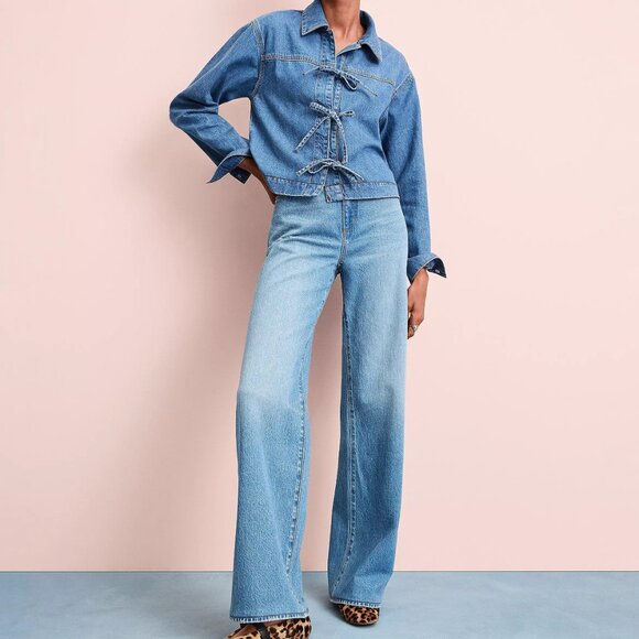 LOFT The Wide Leg High Rise Jeans 28W Vintage Indigo - Picture 1 of 13